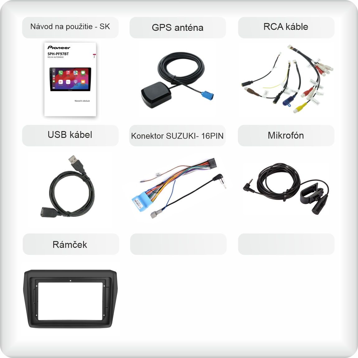 SK příslušenství pro autorádio Pioneer SPH - PF97BT pro Suzuki Swift 3 carplay a android auto evtech_cz